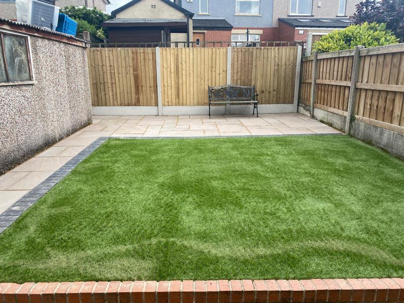 relaid block paving artificial grass patio 10