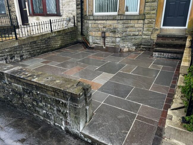bury small garden indian sandstone patio 01