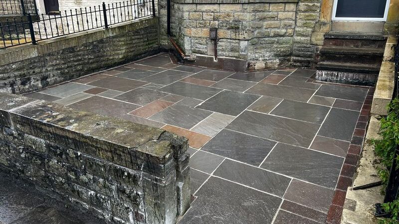 bury small garden indian sandstone patio 01