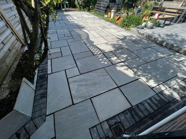 clitheroe grey indian sandstone patio 04