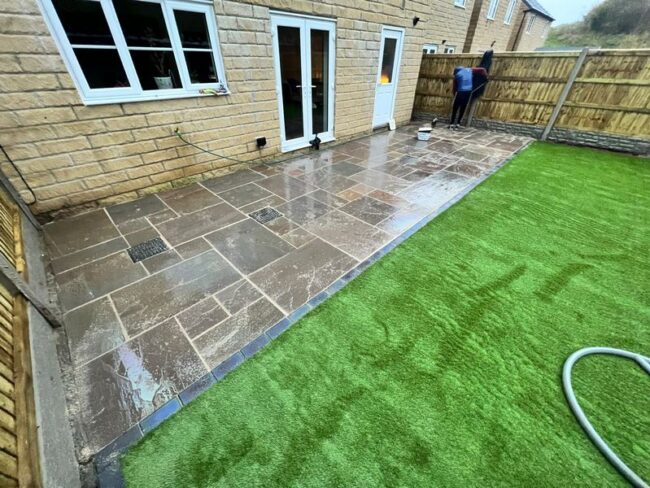 nelson sandstone patio astroturf 03
