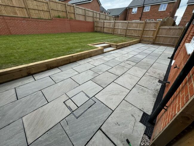 clitheroe indian sandstone patio kendall grey 06