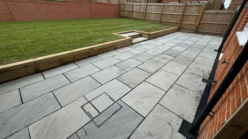 clitheroe indian sandstone patio kendall grey 06