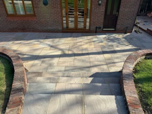 multi level indian sandstone patio rochdale 03
