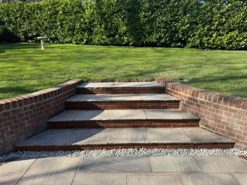 multi level indian sandstone patio rochdale 04
