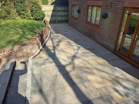 multi level indian sandstone patio rochdale 05