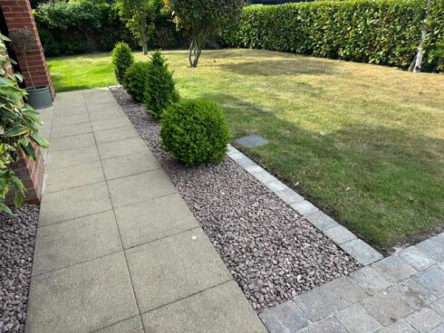 pink gravel flower bed brick edging preston 12