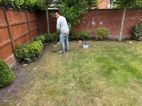 pink gravel flower bed brick edging preston 18