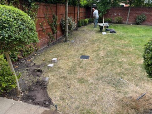 pink gravel flower bed brick edging preston 20