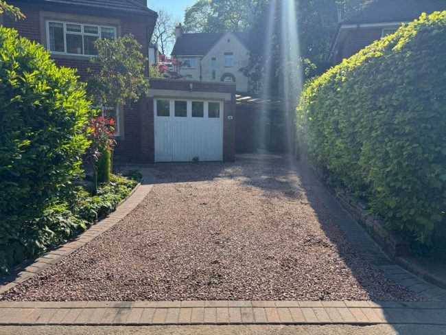 staffordshire pink gravel block paved edging indian stone circle 02