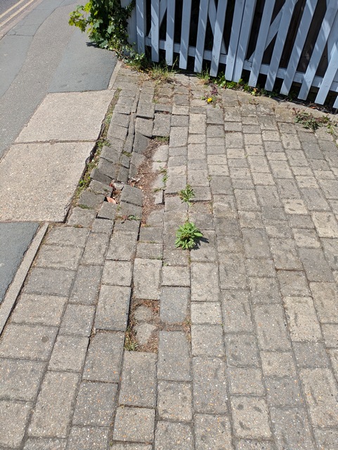 collapsed block paved driveway