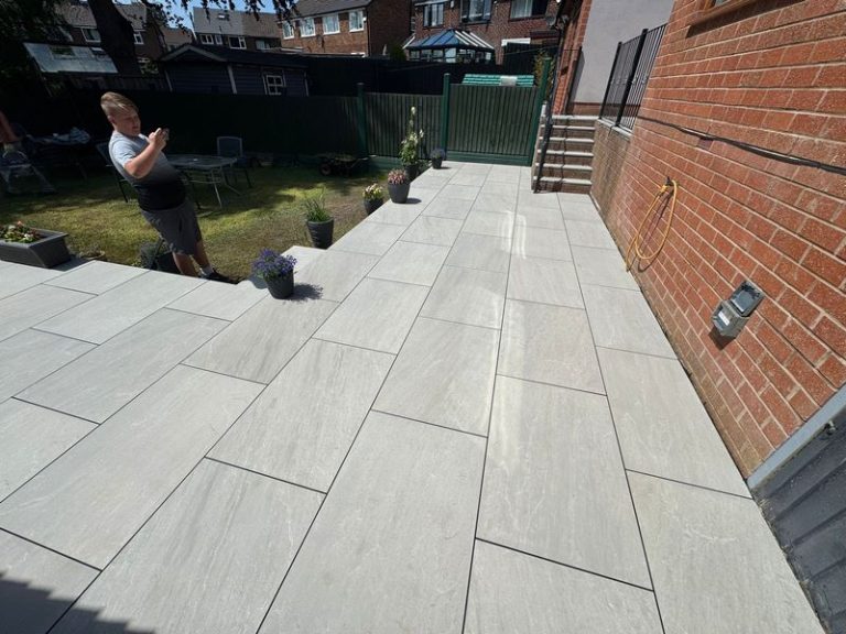 kindle grey porcelain patio grouting steps rochdale 06