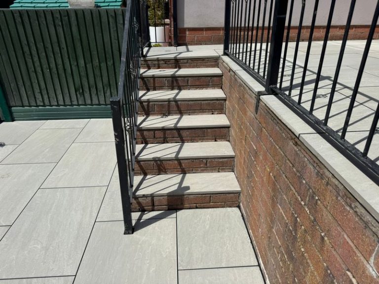 kindle grey porcelain patio grouting steps rochdale 07
