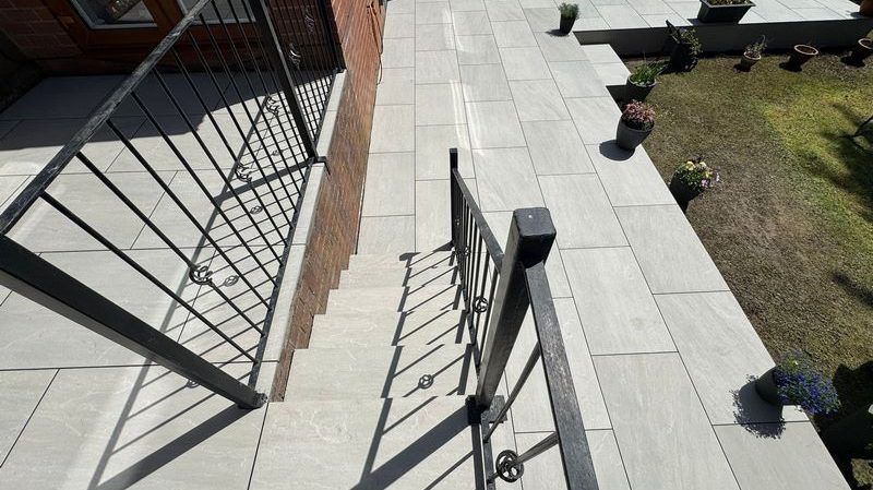 kindle grey porcelain patio grouting steps rochdale 08