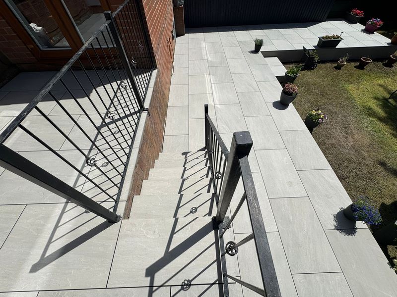 kindle grey porcelain patio grouting steps rochdale 08