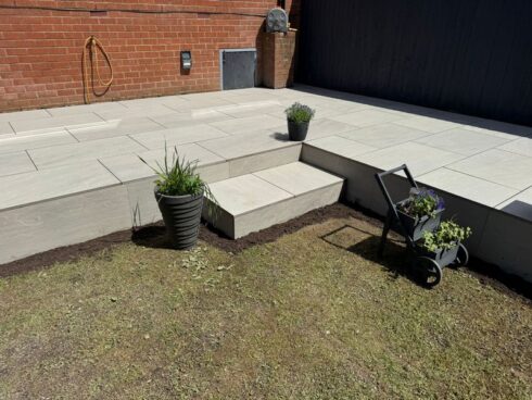 kindle grey porcelain patio grouting steps rochdale 09