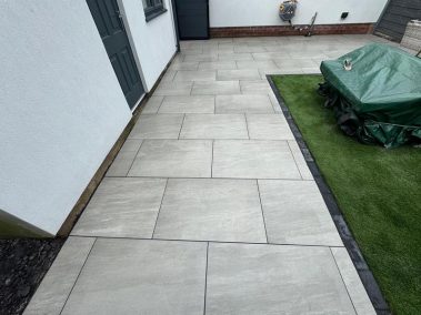 porcelain patio kindle grey charcoal paved brick edge clitheroe 13
