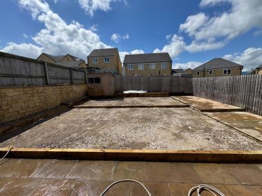 patio artificial grass wooden sleepers colne 04