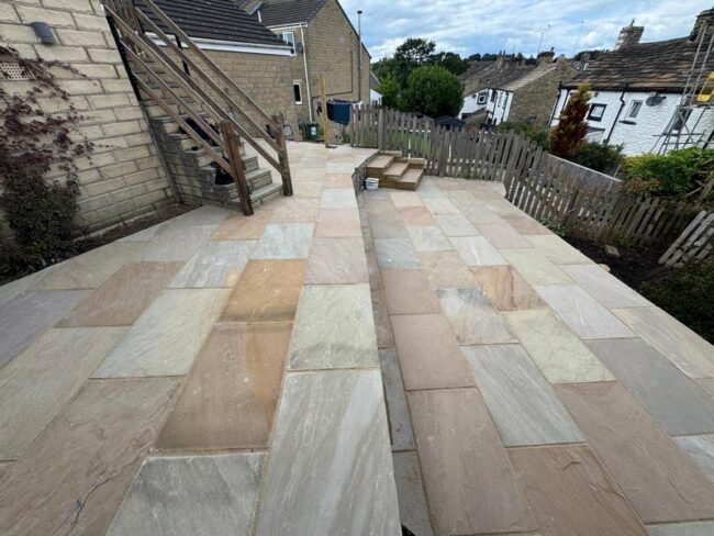 autumn brown indian sandstone patio in nelson 04