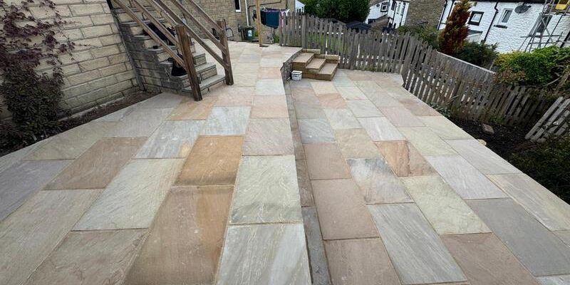 autumn brown indian sandstone patio in nelson 04