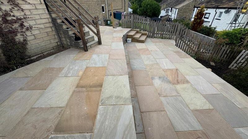 autumn brown indian sandstone patio in nelson 04