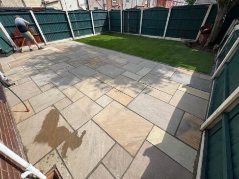 indian sandstone patio artificial grass middleton manchester 05