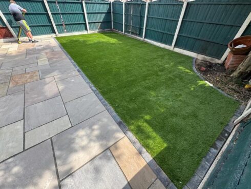 indian sandstone patio artificial grass middleton manchester 06