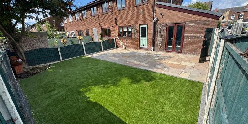 indian sandstone patio artificial grass middleton manchester 07