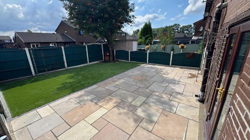 indian sandstone patio artificial grass middleton manchester 08