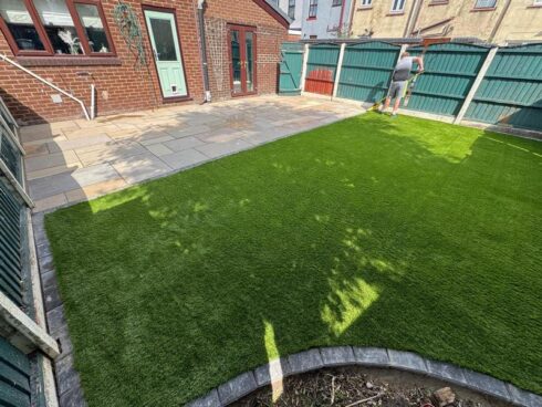 indian sandstone patio artificial grass middleton manchester 09
