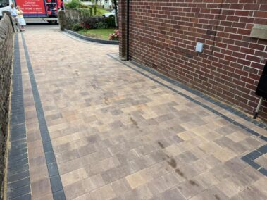block paved driveway with double charcoal border in bury 04