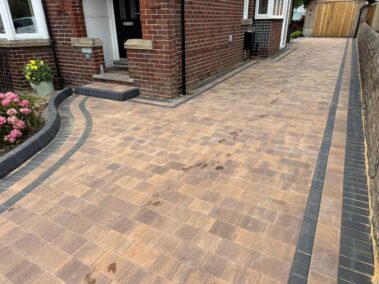 block paved driveway with double charcoal border in bury 05
