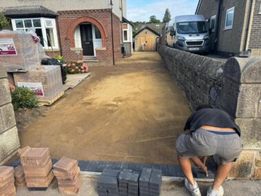 block paved driveway with double charcoal border in bury 10