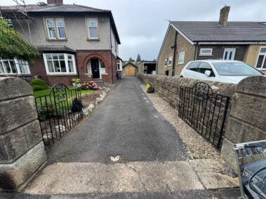 block paved driveway with double charcoal border in bury 11