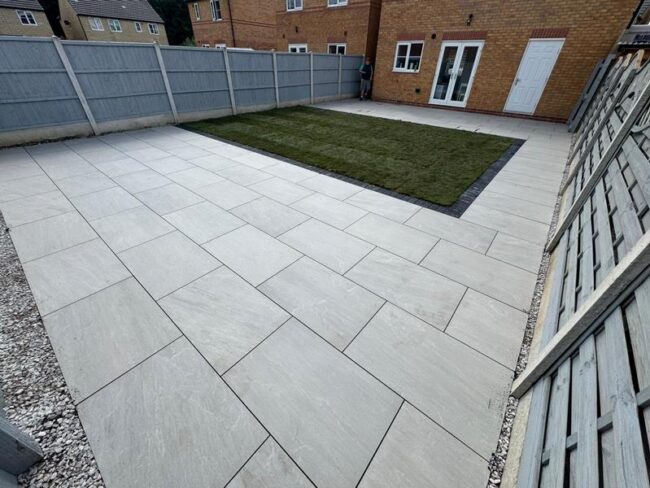 kindle grey porcelain patio drainage system turf in burnley 02