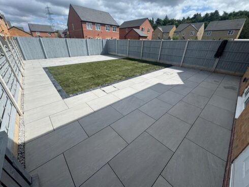 kindle grey porcelain patio drainage system turf in burnley 07