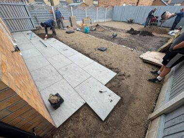 kindle grey porcelain patio drainage system turf in burnley 16