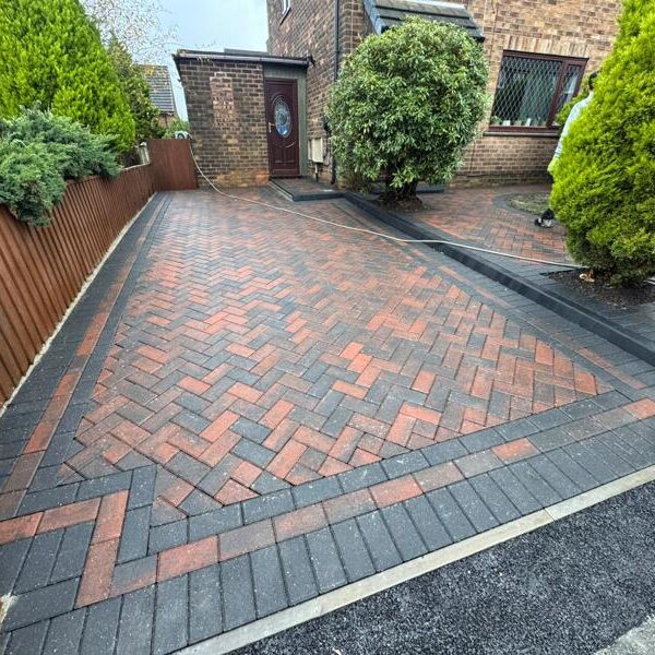 block paved driveway charcoal border two levels in wigan 11