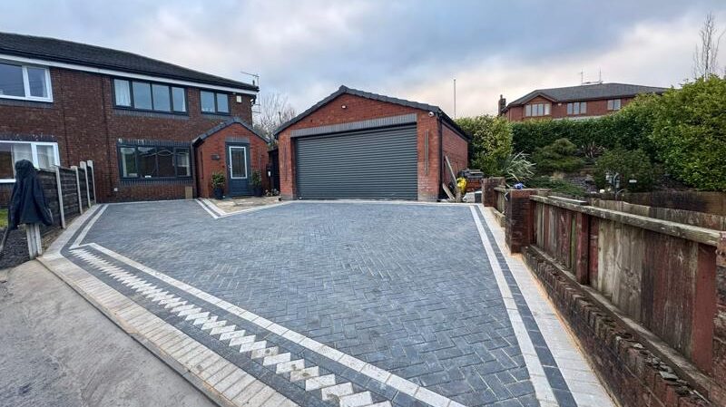 block paved driveway light grey border in bacup 2